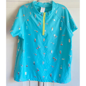 Gymboree‎ Girl’s Sz 14 Turquoise Blue 3 Piece Set Rash Guard Bikini